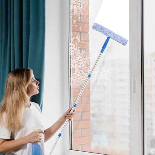 Limpiador de ventanas con extractor de 35 cm y mango largo para limpieza de cristal 4