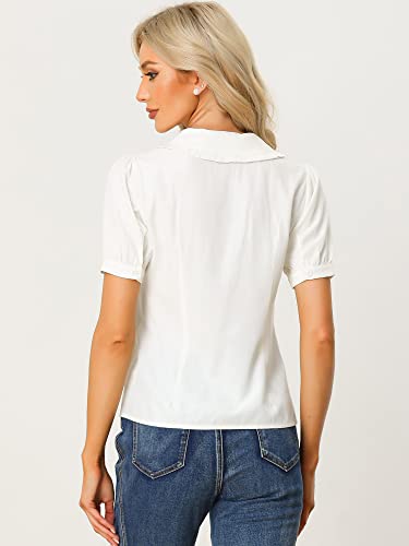 Allegra K Women's Peter Pan Collar Shirt Puff Short Sleeve Retro Vintage Blouse4