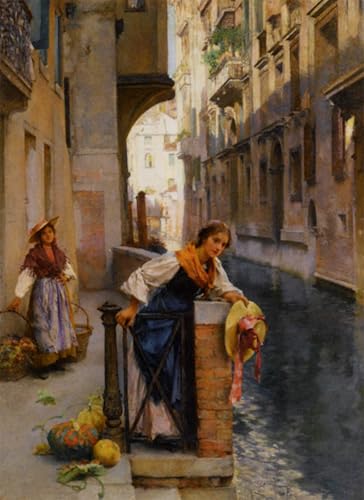 Cuadro Pintura al óleo Clásicas Vendedores de Frutas de las Islas Henry Woods Decoración Salón