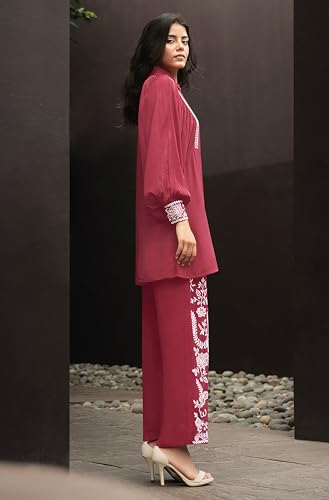 Janasya Indian Women's Chiffon Festive Embroidered Kurta Set for Women3