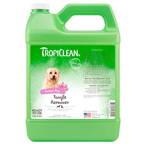 TropiClean Sweet Pea Tangle Remover Spray for Pets, 1 gal - Detangler for Pets, Alcohol Free, Paraben Free, Dye Free, Made in the USA