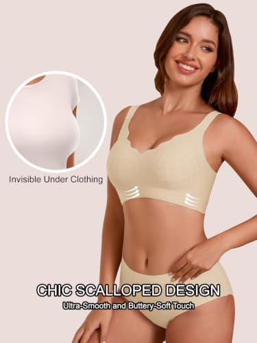 COCOMARTS Jelly Bras for Women No Underwire Seamless Push Up Scalloped Tshirt Bralettes Comfortable Wireless Everyday Bra Nude X-Large — view 2