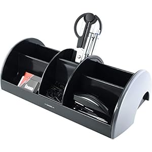 Exerz EX895A O-Life MEGA Portaoggetti da scrivania con set di cancelleria/Organizer da scrivania – Forbici, Pinzatrice, Punti metallici, Penne, Righello, Gomma, Graffette INCLUSE – (Grigio)