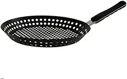 Grelha Redonda Perfurada 30,5, Cabo Removível – Para Churrasqueira a Carvão/Gás | Legumes, Carnes, Frutos do Mar e Pizza