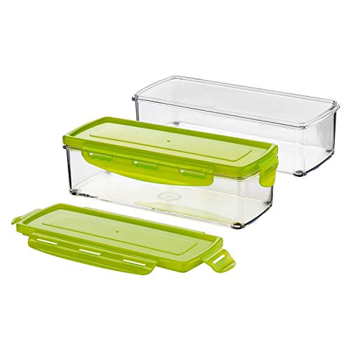 Genius Nicer Dicer Smart (4 Teile) Auffang-Behälter Aufbewahrungs-Box mit Deckel Boxen Aufbewahrung in grün - Ideal zur Aufbewahrung von Obst und Gemüse