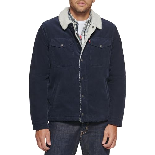 Levi's Men's Corduroy Sherpa Trucker Jacket, Navy, Large