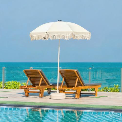 Sombrilla verde de 1,70 m con flecos estilo bohemio para terraza y playa 7