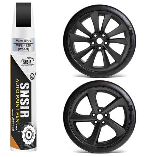 Rim Touch Up Paint(Matte Black) Compatible with Tesla Model Y 20 Induction Wheel/19 Crossflow Wheel Rim Scratch Repair Wheel Paint Curb Rash Paint Pen(Matte/Satin Black)