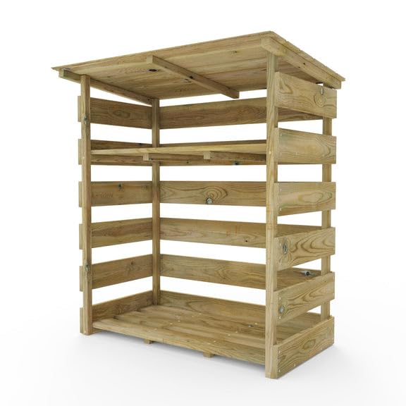 Everest Wooden Log Store (Single - 110cm Wide, 123cm Tall) | Everest Sheds | Pressure Treated High-grade Timber, Pent Sloped Roof, Raised Base