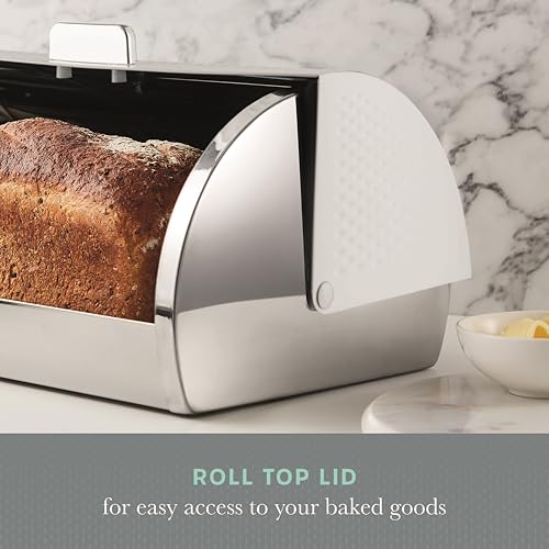 SWAN Elegance Bread Bin with Textured Gloss Finish, Roll Top Design and Ventilation for Longer Freshness, 14L, White - Cosy Home Interiors SWAN Elegance Bread Bin with Textured Gloss Finish, Roll Top Design and Ventilation for Longer Freshness, 14L, White - Image 3
