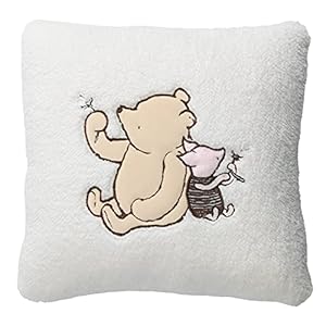 Lambs & Ivy Storytime Pooh Soft Faux Shearling Nursery Throw Pillow – Cream