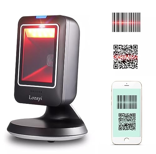 Periféricos, Office Product Escáner de Código de Barras de Escritorio 1D 2D QR, Lector de Código de Barras con Cable USB, Scanner Código de Barras Detección Automática de Imagen para...