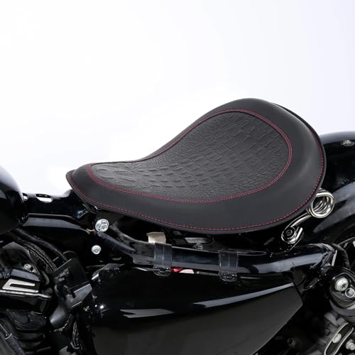 Asiento monoplaza para Harley Sportster XL de cuero sintético denso y resortes 02BK 6