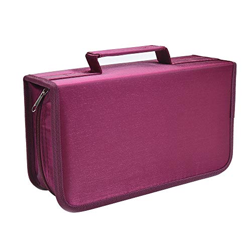 Vicoter CD/DVD Case, 128 Capacity Large CD DVD Case Wallet Holder Storage Organizer Bag for Home Car Travel (Rose)