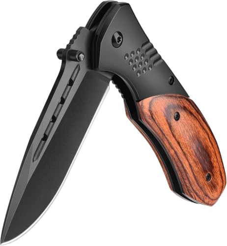 KEXMO Pocket Knife for Men, Wood Handle Folding...