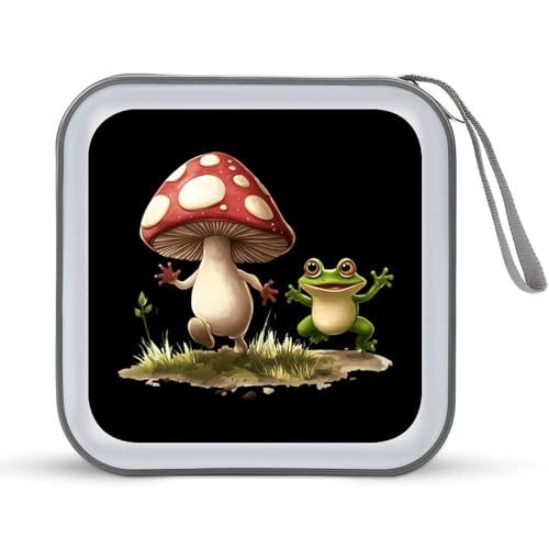 Mushroom Frogs CD Case Portable DVD Holder Storage Organizer for Home Travel
