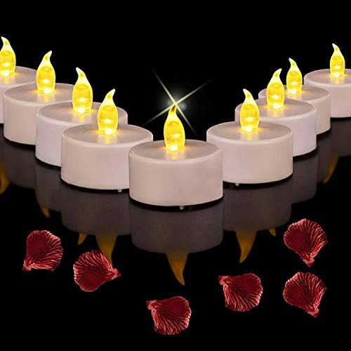 Battery Operated Tea Lights Candles: 50Pack Flameless Led Tea Light Realistic and Bright Flickering Electric Candle Lamp Holiday Gift Long Lasting 200+Hours for Wedding & Home Decoration (Warm Yellow)