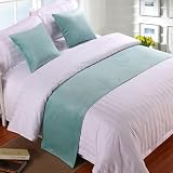QRGMKL Colcha de Terciopelo de Primera Calidad, Corredor de Bufanda de Cama Suave Que no se desvanece para el Dormitorio, la Sala de Bodas, el hogar, Las Decoraciones-Cyan||240X50cm for 1.8m Bed