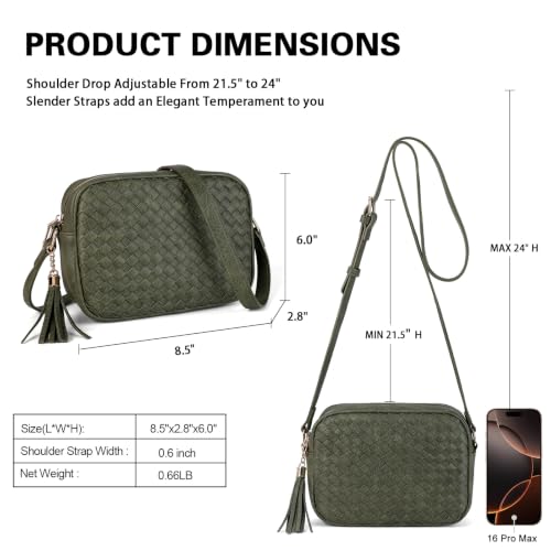 Image of AFKOMST Woven Crossbody Bags for Women Small Boho Purse with Roomy Space | Vegan Leather Camera Bag; Lightweight; Fits iPad mini, Long Wallet; Hands-Free Everyday