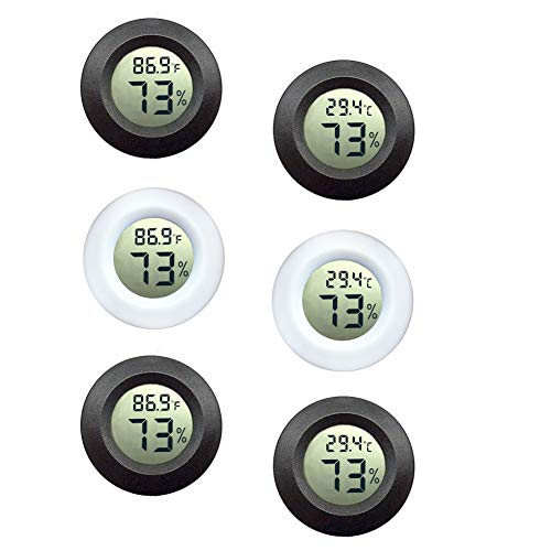 Mini Hygrometer Thermometer Indoor Thermometer Hygrometer Fahrenheit or Celsius Meter 6-Pack Digital LCD Monitor for Humidors, Greenhouse, Garden, Cellar, Cars, Baby Rooms