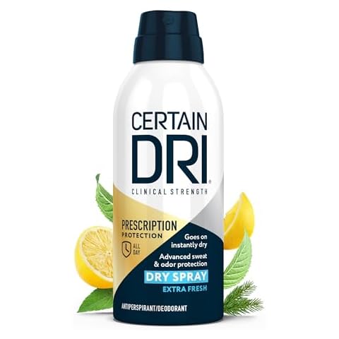 Certain Dri Prescription Strength Clinical Antiperspirant Deodorant Dry Spray, Hyperhidrosis Treatment for Men & Women, Long-Lasting 72hr Protection, Whole Body Deodorant, Extra Fresh Scent, 4.2oz Cover
