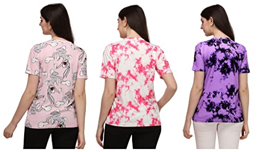Image of Women Lycra Half Sleeve Office Wear, Casual Wear, Shirt- T(Pack -3)