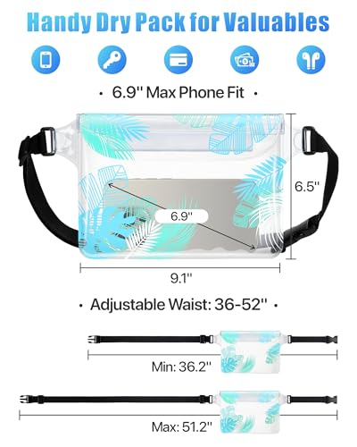 Image of F-color Waterproof Fanny Pack - Waterproof Pouch, Beach Cruise Essentials | Adjustable Waist Strap, Triple Zipper Roll-Top Dry Bag for Phone, Keep Passport Valuables Dry for Beach Kayaking Boating