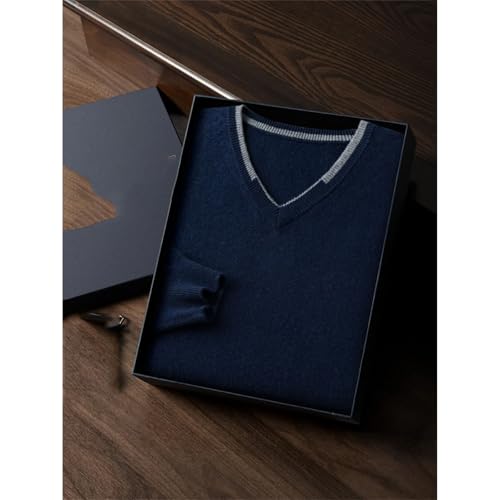 Men's Winter 100 Percent Cashmere Sweater V-Neck Long Sleeve Pullover Knitwear Casual Comfort Jumpers3
