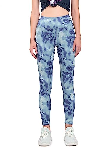 Image of TECHNOSPORT Womens Skinny Fit Activewear Tights for Running, Gym, Sports and Regular Use, Antimicrobial and Printed