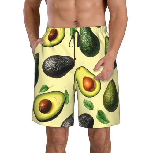 Many Avocado Images Print Stylish Men Beach Shorts Lightweight Cozy Swim Trunks Summer Casual Outings Holiday