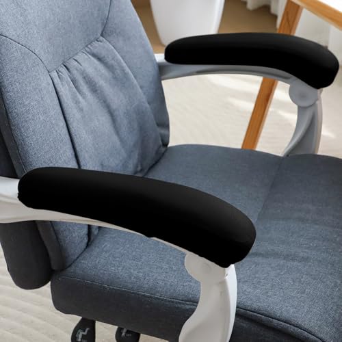 Image of HOKIPO 'SereneSolids' 140 GSM Armrest Covers for Office Chair (Elastic Style), 1 Pair, Black (AR-5933-BLK)