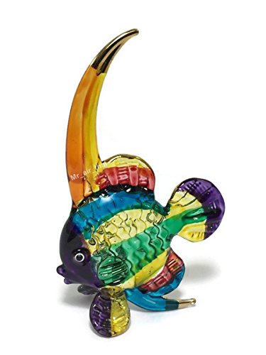 Mr. _air_thai_Glass_Blown Peixe de cristal pequeno soprado à mão Vidro transparente Arte Peixe Estat