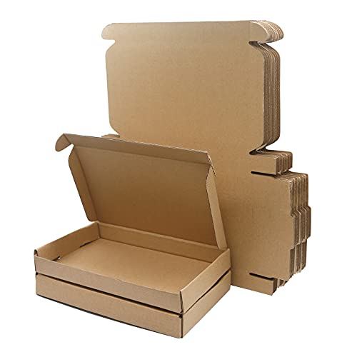 Image of Corrugated Cardboard Shipping Boxes, 200x121x23mm Royal Mail Large Letter PiP Postal Boxes for Posting, Brown Packaging Mailing Boxes for Business, Storing or Gift (Pack of 10)