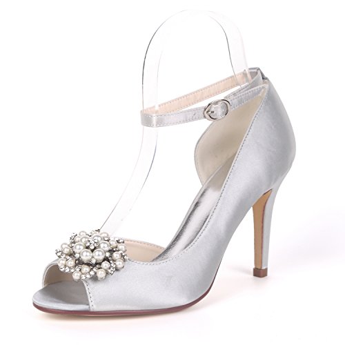 Talons aiguilles confortables avec boucle et strass pour mariée
