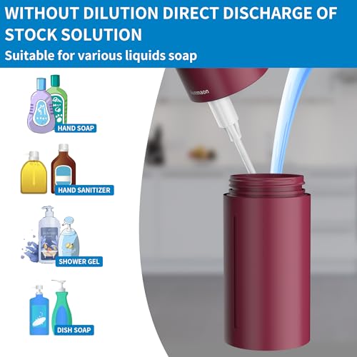 Image of Automatic Soap Dispenser Touchless, Hands-Free, Multi Adjustable Volume, Long Battery Life, Compatible with Thick & Thin Dish /Hand Soap for Bathroom and Kitchen, Easy for Toddlers, Red