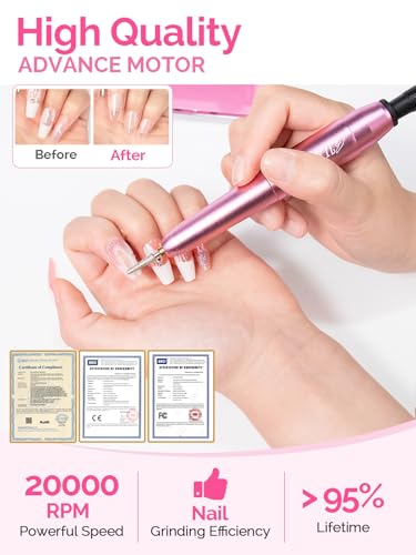 Taladro de uñas con almacén de accesorios y 20000 rpm para retirar esmalte 3
