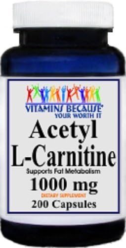 Acetyl L-Carnitine 1000 Mg 200 Capsules by Vitamins Because