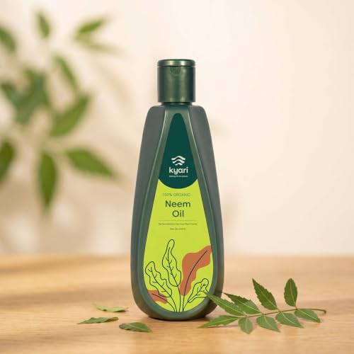 Image of Kyari Neem Oil for Plants 250 ml - Cold-Pressed Organic Neem Oil Spray Concentrate, Natural Pesticide for Plants - Plant Protection Spray for Insects & Mites - 100% Natural
