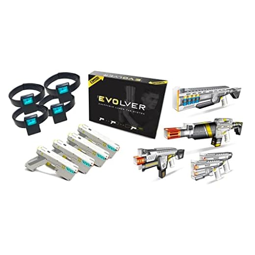 Evolver Laser Tag Gun with Headset Sensors | 4 Player Set | Backyard Royale Bundle | Swap Skins to Transform Your Blaster | The Only Swappable Skin Laser Tag System | Brought to You by Swaptx