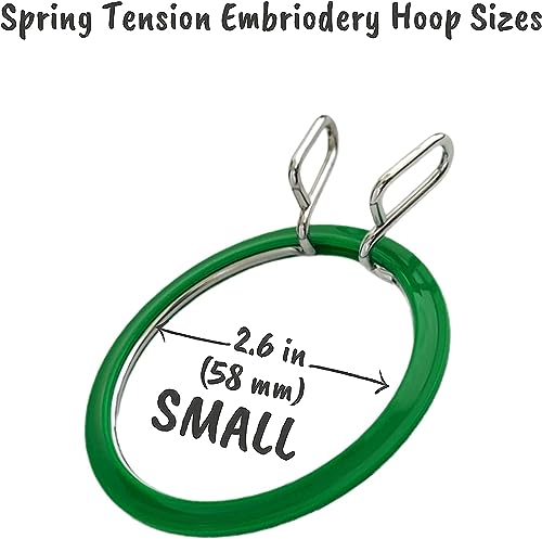 Image of Nurge Metal Embroidery Hoops - Premium Spring Tension Embroidery Hoop for Cross Stitch - Durable Ring with Quick Release Safety Clip - Ideal for Crafters,Beginners & Professionals - Green - Small