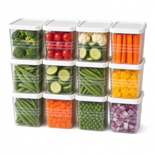 Image of Krevo Fridge Storage Containers 2400ml Pack of 12 | Airtight BPA Free White