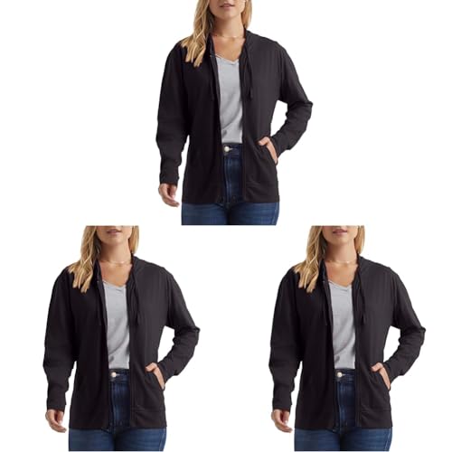 Image of Hanes Women's Lightweight Full Zip Hoodie, Textured Cotton Zip Up, T-Shirt Hoodie