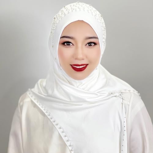 ABAFIP Women Muslim Hijab Arab Faux Rhinestone Beaded Head Wrap Scarf Turkish Khimar Headwraps for Abaya2