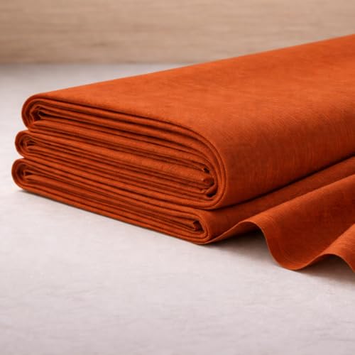 Image of Soimoi Orange Solid 60 * 60's Cotton Cambric Fabric by the Yard, 56 Inch Wide Light Weight Material Suitable for Kurtis, Blouses, Kids Clothing, Tunics, Dresses and Summer Apparel