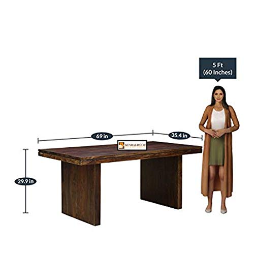 Image of KENDALWOOD Furniture Sheesham Wood Dining Table with 6 Seater with 1 Bench |1 Year Warranty | 6 Seater Dining Set- Dining Room Furniture (Finish Color:-Teak Finish) -DIY(Do-It-Yourself)