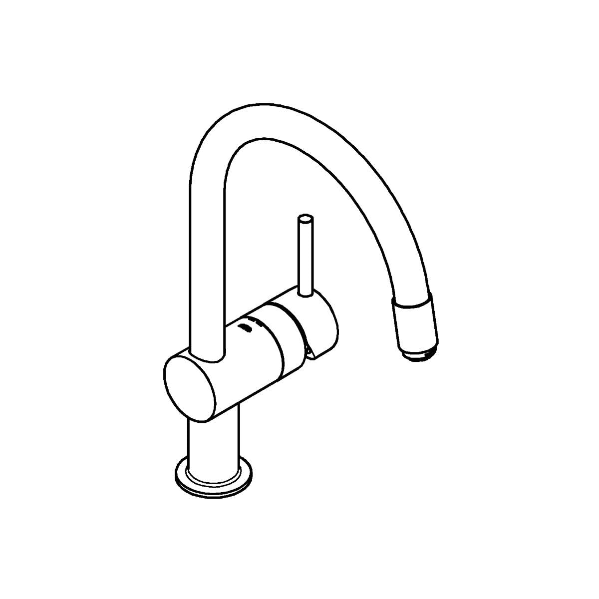 GROHE Minta QuickFix, Grifo de cocina (caño alto en C, giro de 360º, menor consumo de agua, sistema de instalación rápida), cromo, 32511000