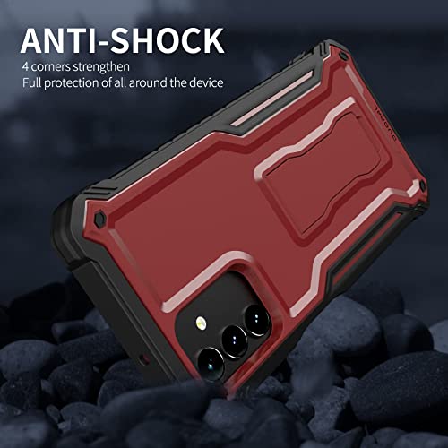 Duopal For Samsung Galaxy A13 5G / 4G Case, Military Grade Protection Shockproof Case With Tempered Glass Hd Screen Protector And Kickstand Compatible With Samsung A13 Phone 6.5 Inch (Red) #TOP5