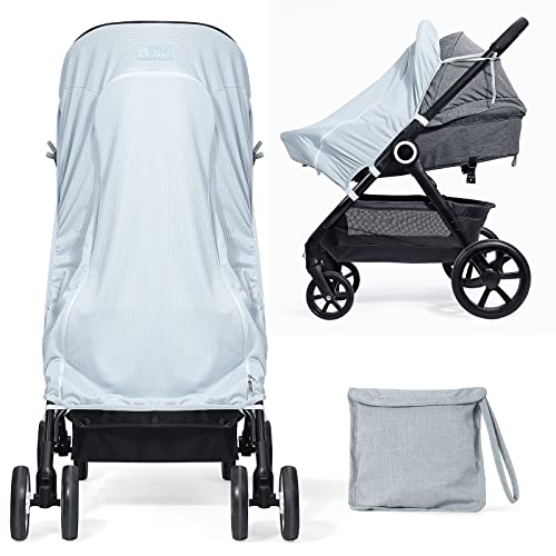 Image of Orzbow Stroller Sun Shade Anti-UV, Universal Fit Sun & Sleep Shade for Strollers(UPF50+), Viewing Window, Breathable and Blocks 99% of The Sun Rays, Easy to Install, Blackout Cover for Stroller (Grey)