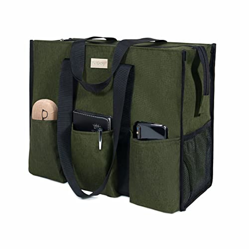 Image of TOPDesign Utility Water Resistant Tote Bag with 13 Pockets, Zipper Closure