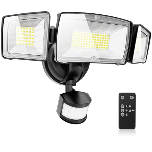 MAGAGUVU 100W Flood Lights Outdoor, 9000LM LED Security Light Motion Sensor Outdoor Lights, 6500K Daylight LED Flood Light with Remote Control, IP66 Waterproof Security Lights for Yard Garage Stadium